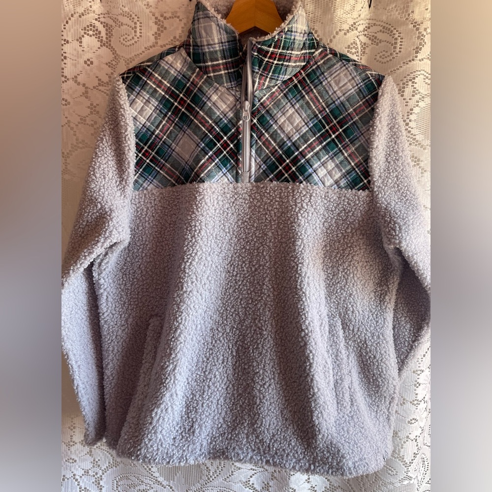 VERA BRADLEY Teddy 1/4 Zip Plaid Pullover Jacket Size Women’s M